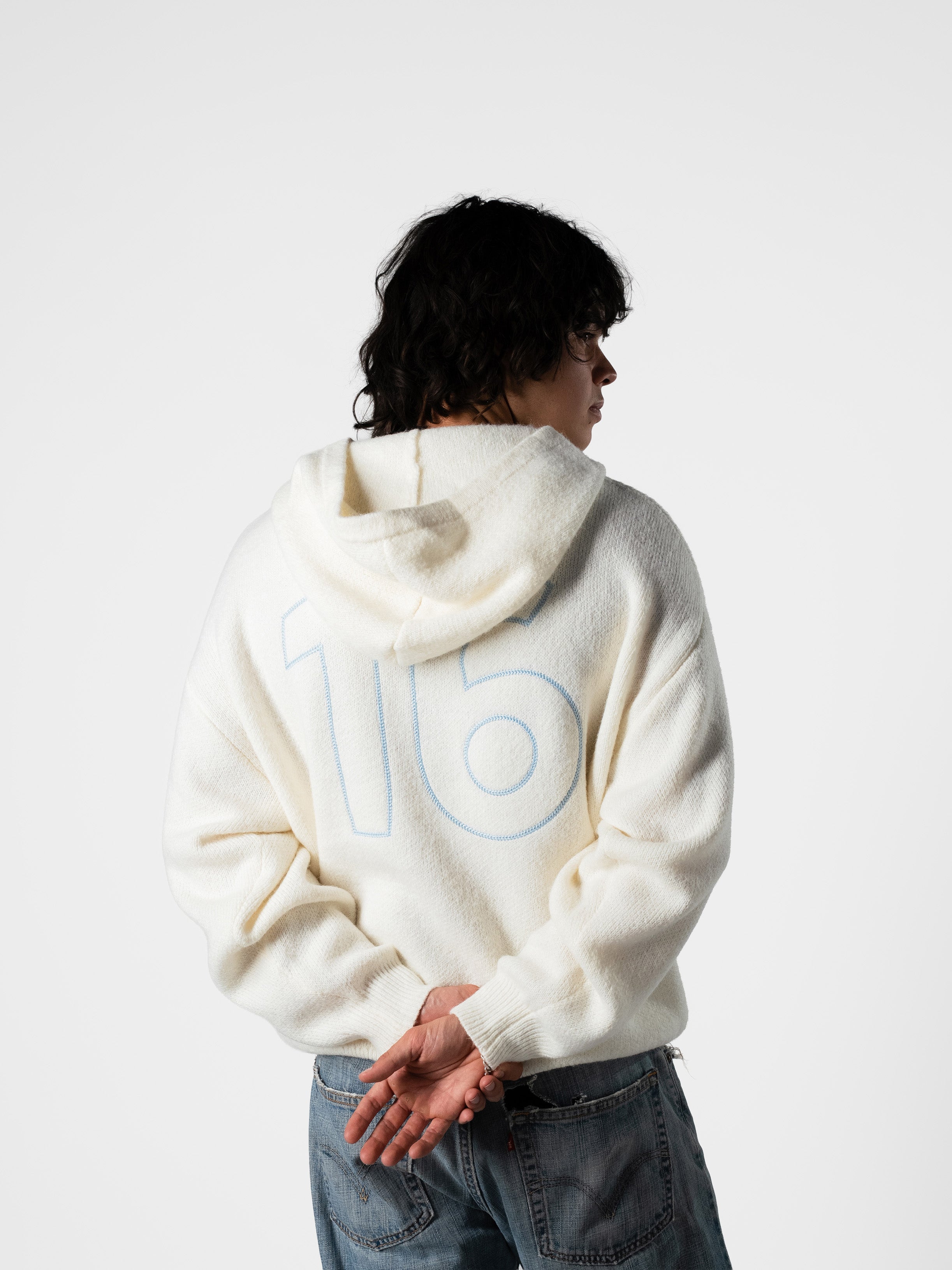 SIGNATURE KNIT HOODIE BONE
