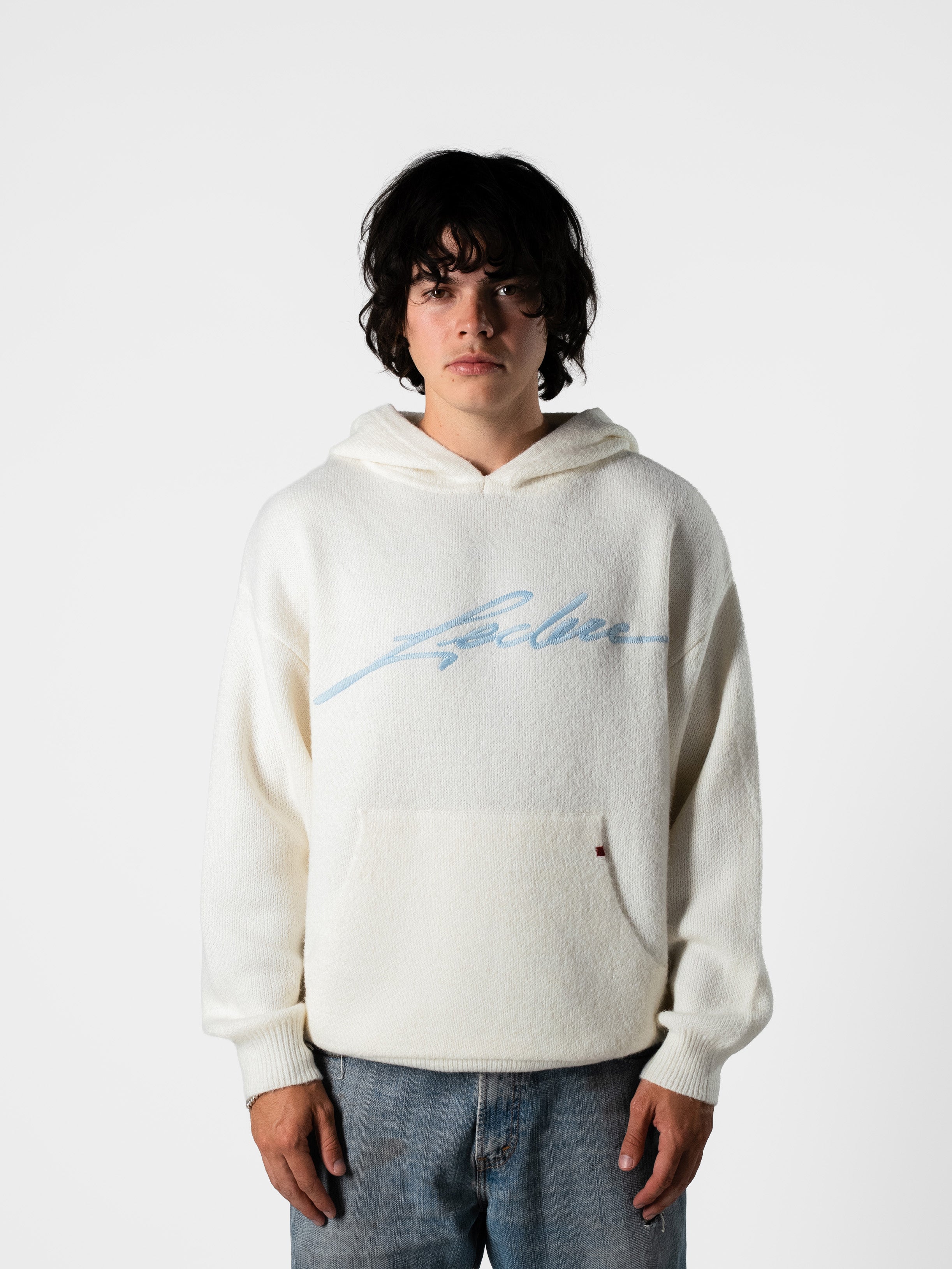 SIGNATURE KNIT HOODIE BONE