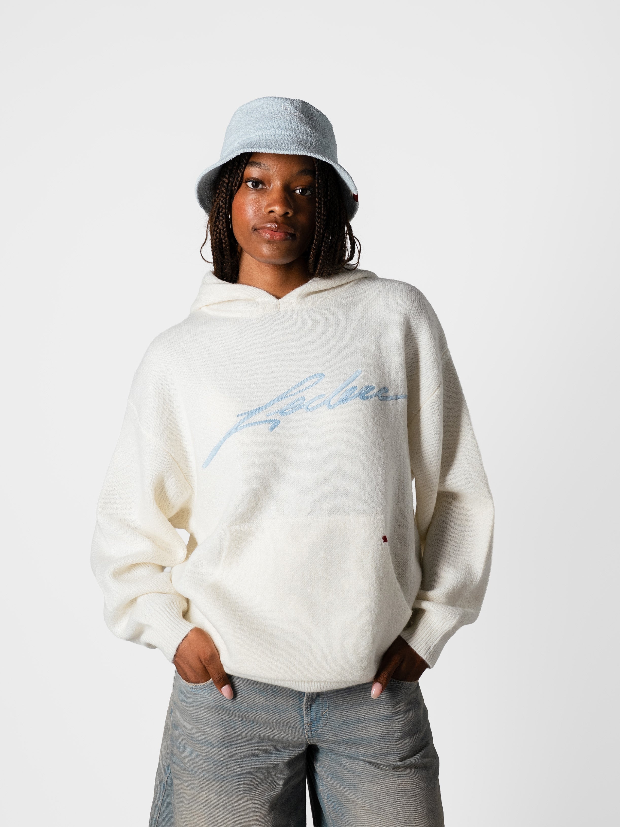 SIGNATURE KNIT HOODIE BONE